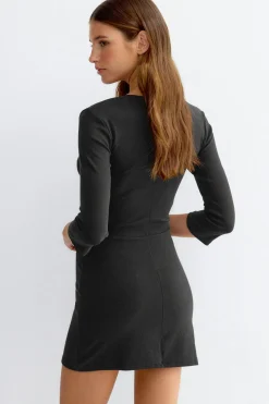 V-neck dress - Schwarz - Dame - Gina Tricot