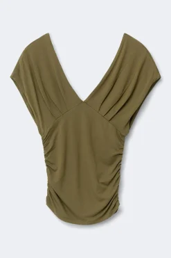 V-neck top - Grün - Dame - Gina Tricot