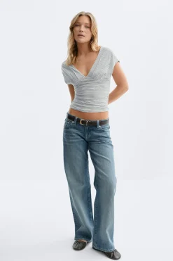 V-neck top - Schwarz - Dame - Gina Tricot