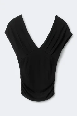 V-neck top - Schwarz - Dame - Gina Tricot