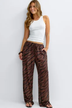 Wide chiffon trousers - Braun - Dame - Gina Tricot