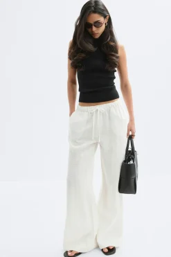 Wide drawstring trousers - Weiß - Dame - Gina Tricot