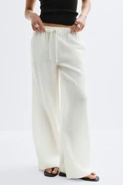 Wide drawstring trousers - Weiß - Dame - Gina Tricot