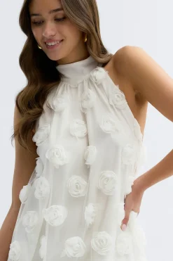 Wide halterneck mini dress - Weiß - Dame - Gina Tricot