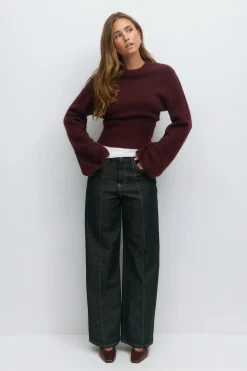 Wide sleeve knitted sweater - Rot - Dame - Gina Tricot