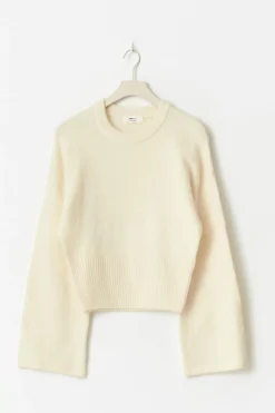 Wide sleeve knitted sweater - Weiß - Dame - Gina Tricot