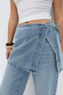 Wrap denim hip skirt - Blau - Dame - Gina Tricot