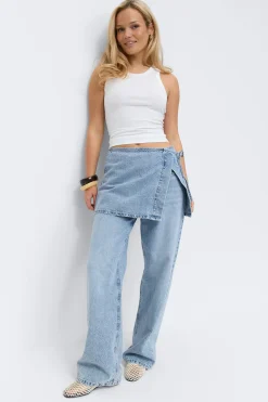 Wrap denim hip skirt - Blau - Dame - Gina Tricot