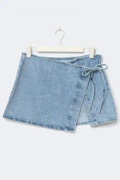 Wrap denim hip skirt - Blau - Dame - Gina Tricot