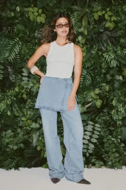 Wrap denim hip skirt - Blau - Dame - Gina Tricot