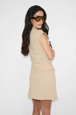 Wrap denim skirt - Beige - Dame - Gina Tricot