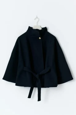 Y belted cape - Blau - Gina Tricot