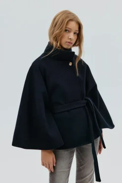 Y belted cape - Blau - Gina Tricot
