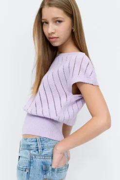 Y boatneck knitted top - Lila - Gina Tricot