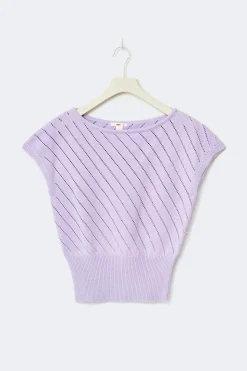 Y boatneck knitted top - Lila - Gina Tricot
