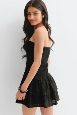Y broderie anglais dress - Schwarz - Gina Tricot