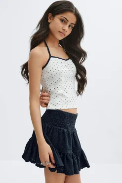 Y broderie anglais skirt - Blau - Gina Tricot