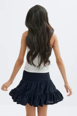 Y broderie anglais skirt - Blau - Gina Tricot