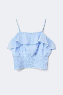Y chiffon frill singlet - Blau - Gina Tricot