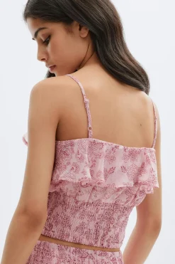 Y chiffon frill singlet - Rosa - Gina Tricot