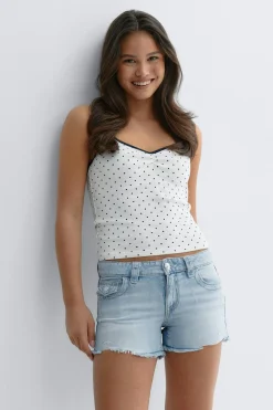 Y chunky embroidery shorts - Blau - Gina Tricot