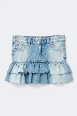 Y denimdoll frill skirt - Blau - Gina Tricot