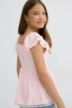 Y frill detail top - Rosa - Gina Tricot