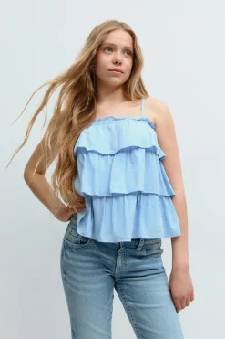Y frill top - Blau - Gina Tricot