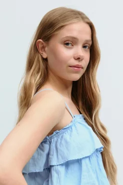 Y frill top - Blau - Gina Tricot