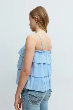 Y frill top - Blau - Gina Tricot