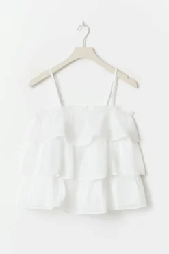 Y frill top - Weiß - Gina Tricot