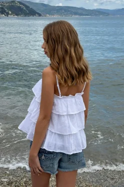 Y frill top - Weiß - Gina Tricot