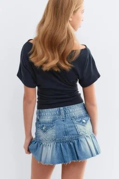 Y jeanova frill denim skirt - Blau - Gina Tricot