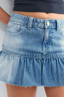 Y jeanova frill denim skirt - Blau - Gina Tricot