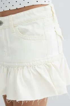 Y jeanova frill denim skirt - Weiß - Gina Tricot