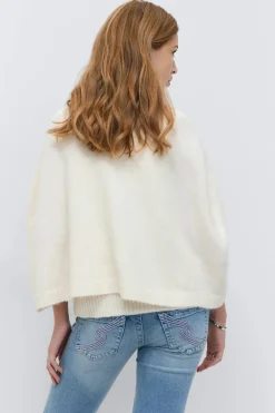 Y knitted cape cardigan - Weiß - Gina Tricot