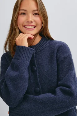 Y knitted cardigan - Blau - Gina Tricot