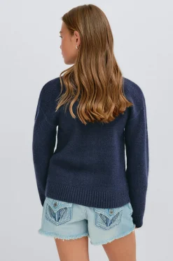 Y knitted cardigan - Blau - Gina Tricot