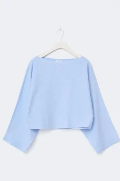 Y knitted poncho top - Blau - Gina Tricot