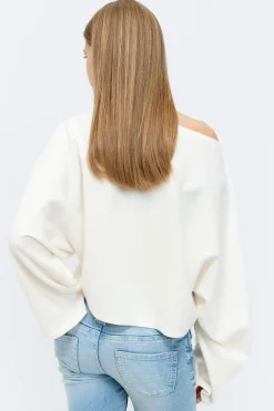 Y knitted poncho top - Weiß - Gina Tricot