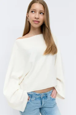 Y knitted poncho top - Weiß - Gina Tricot