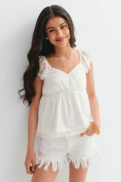 Y lace detail top - Weiß - Gina Tricot