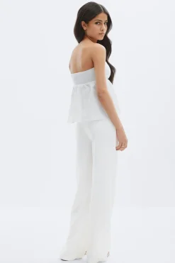 Y linen blend trousers - Weiß - Gina Tricot