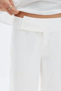 Y linen blend trousers - Weiß - Gina Tricot