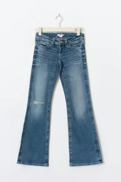 Y one knee destroy jeans - Blau - Gina Tricot