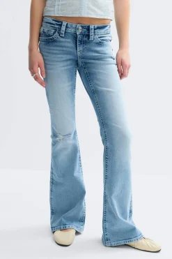 Y one knee destroy jeans tall - Blau - Gina Tricot
