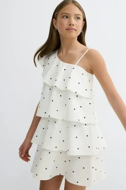 Y one shoulder frill dress - Schwarz - Gina Tricot