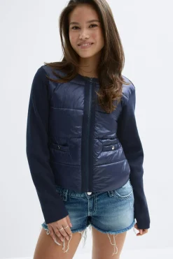 Y padded rib jacket - Blau - Gina Tricot