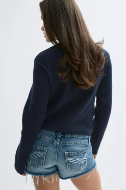 Y padded rib jacket - Blau - Gina Tricot