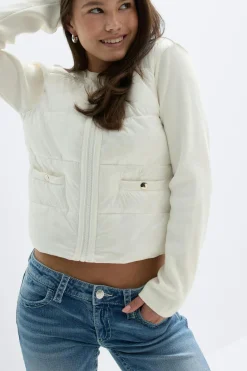 Y padded rib jacket - Weiß - Gina Tricot